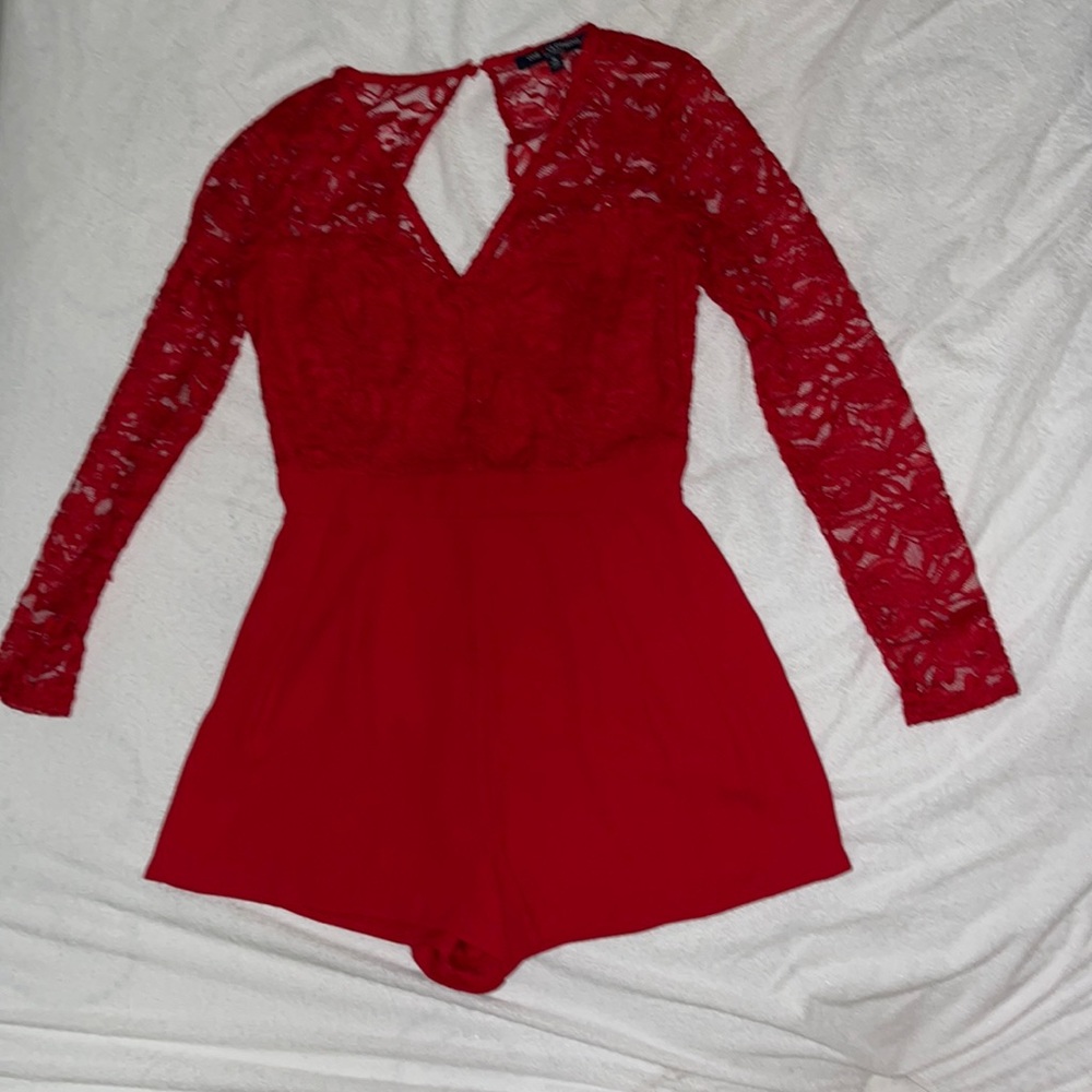 Red Lace Romper